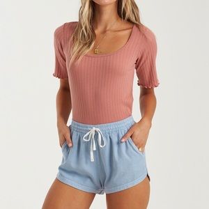 BillaBong Women’s Elastic Waist Shorts Blue